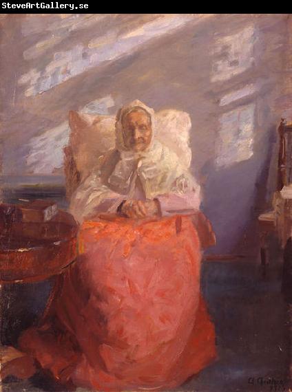 Anna Ancher Mrs Ane Brondum in the blue room